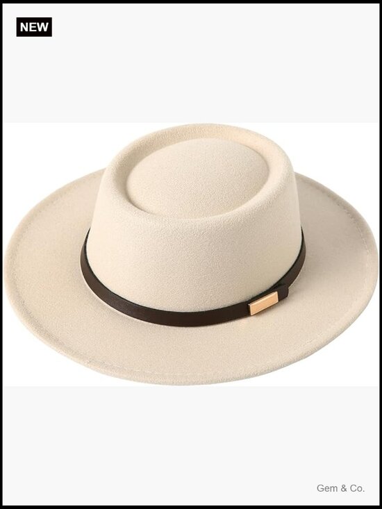 Women Vintage Fedora Hat Wool-Blend Buckle Belt Wide Brim Jazz Hat One Size main image 6